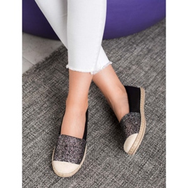 SHELOVET Black Espadrilles With Glitter 1