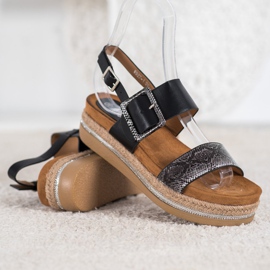 SHELOVET Sandals On The Snake Print Platform black 1