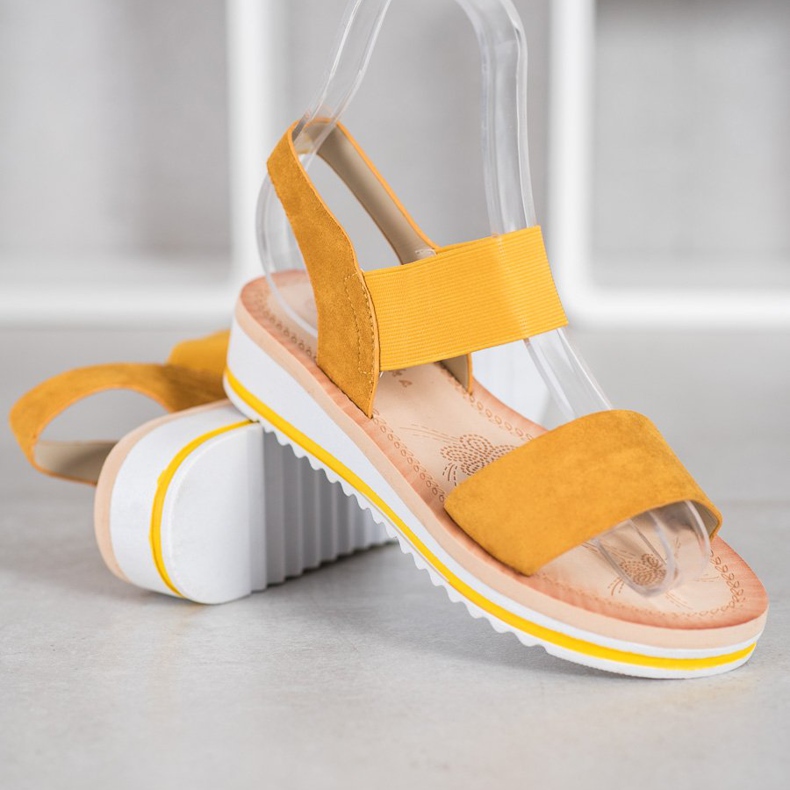 Mannika Suede Sandals On The Platform yellow 1