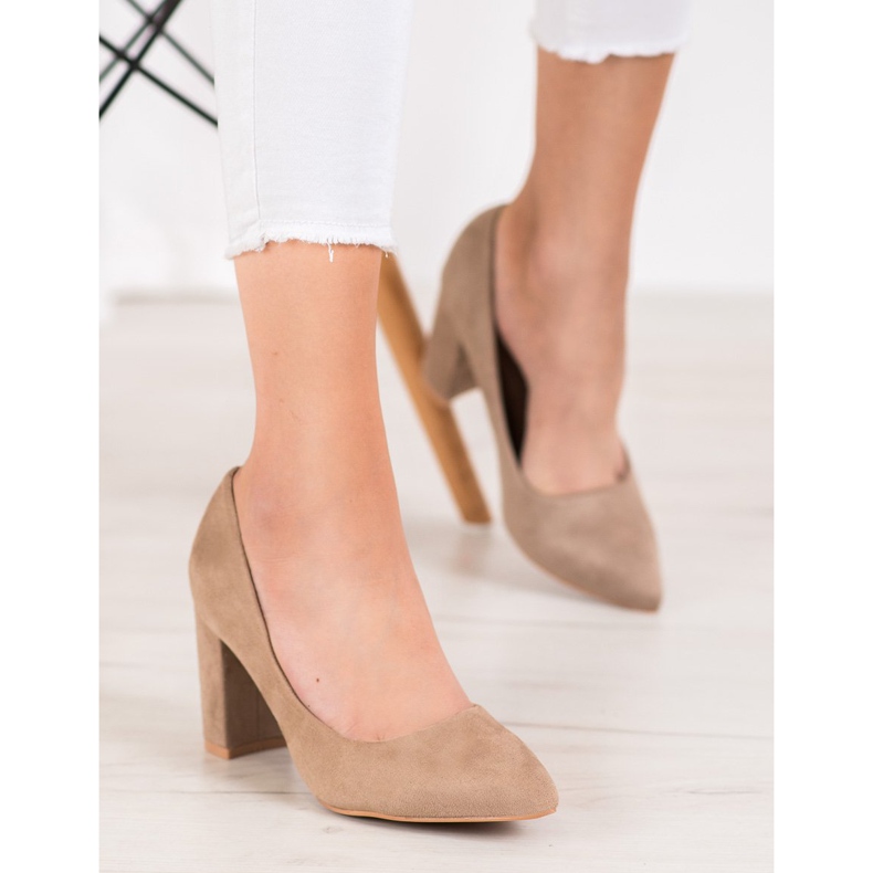 SHELOVET Suede High Heels multicolored khaki 1