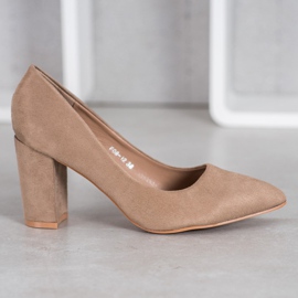 SHELOVET Suede High Heels multicolored khaki 2