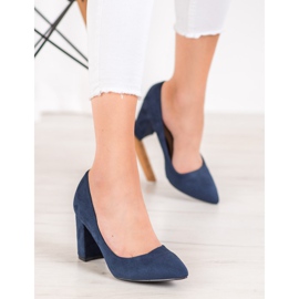 SHELOVET Suede High Heels navy blue blue 1