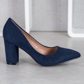 SHELOVET Suede High Heels navy blue blue 2