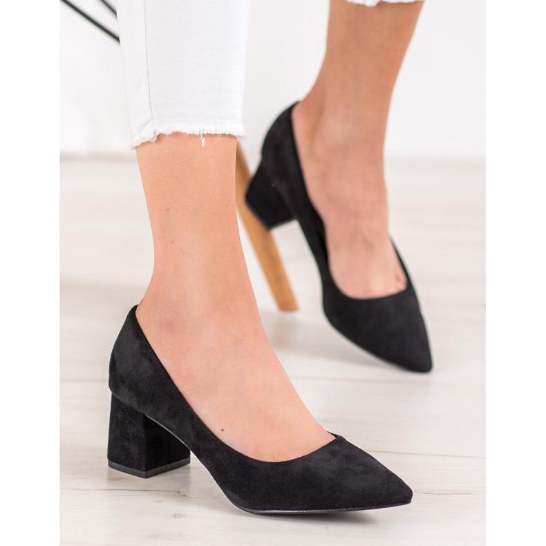 SHELOVET Black Low-heeled Shoes 1