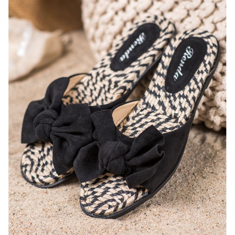 Renda Elegant Slippers With A Bow black 1