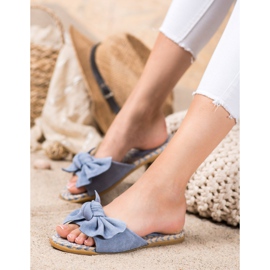 Renda Elegant Slippers With A Bow blue 1