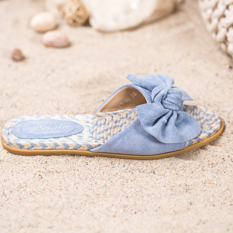 Renda Elegant Slippers With A Bow blue 2
