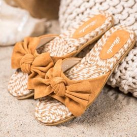 Renda Elegant Slippers With A Bow brown 1