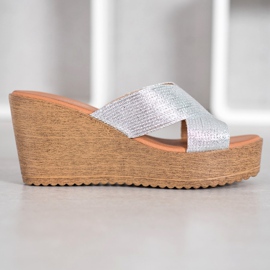 Renda Silver Wedge Slippers grey 1