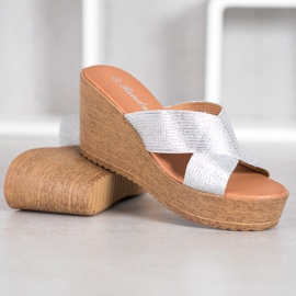 Renda Silver Wedge Slippers grey 2