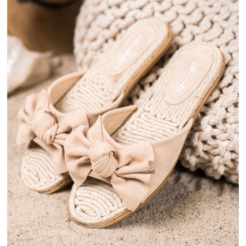 Renda Elegant Slippers With A Bow beige 1