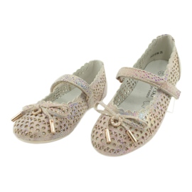 S.Barski Openwork Ballerinas with Velcro Barski Remtro brown multicolored 3