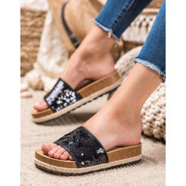 Kylie Black Slippers With Sequins 2