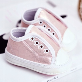 Apawwa Children's Sneakers Velcro With Brocade Baptism Pink Milley 2