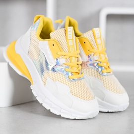 SHELOVET Sneakers With Mesh white multicolored yellow 2