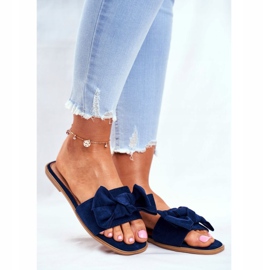 Malaysia Women's Slippers With Navy Blue Bows 1