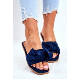 Malaysia Women's Slippers With Navy Blue Bows 2
