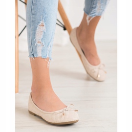 Diamantique Quilted ballerinas beige 1
