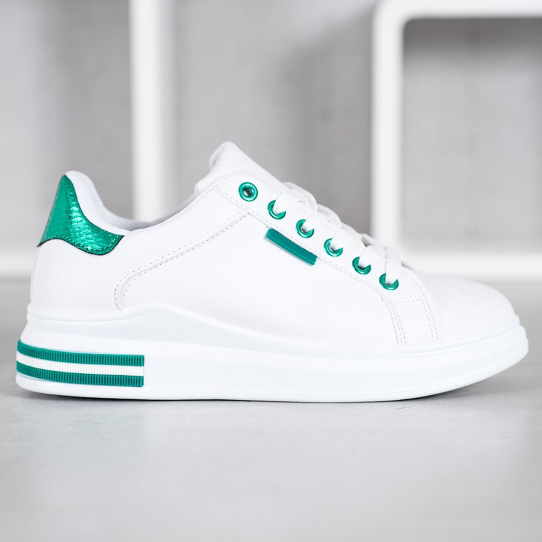 SHELOVET Sneakers On The Platform white green 2