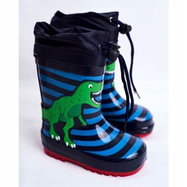 Apawwa Children's rubber galoshes Navy Blue Dinosaur Mordeso green 1