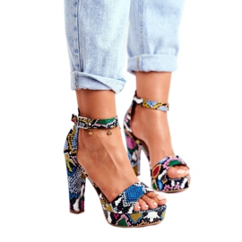 SEA Women's Sandals On A High Heel Colorful Snake Figaro multicolored 1