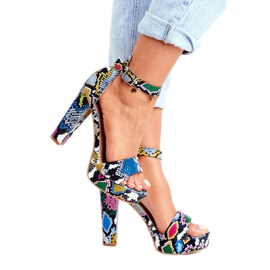 SEA Women's Sandals On A High Heel Colorful Snake Figaro multicolored 2