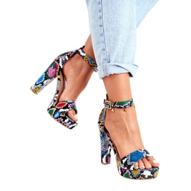 SEA Women's Sandals On A High Heel Colorful Snake Figaro multicolored 3