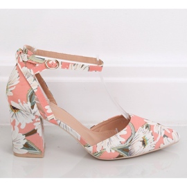 Pumps on a post with flowers LE076P Pink multicolored 2