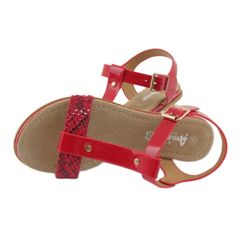 American Club American 052 leather insert sandals red 3