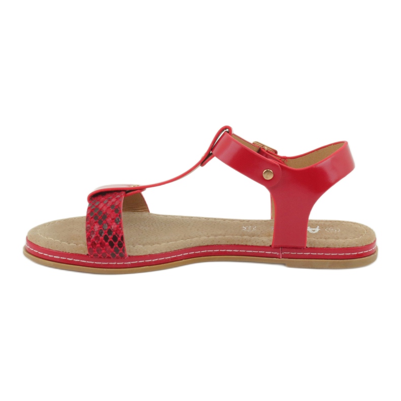 American Club American 052 leather insert sandals red 1