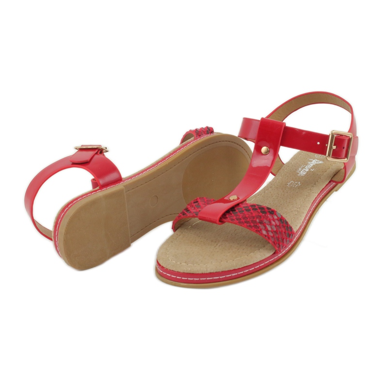 American Club American 052 leather insert sandals red 4