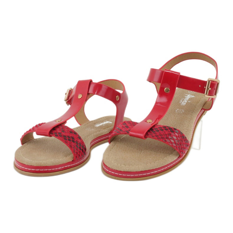 American Club American 052 leather insert sandals red 2