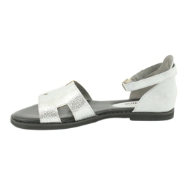 M.Daszyński Silver Sandals with a heel Daszyński MR1848-17 black grey 1