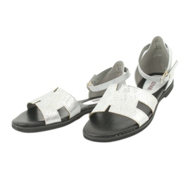 M.Daszyński Silver Sandals with a heel Daszyński MR1848-17 black grey 2