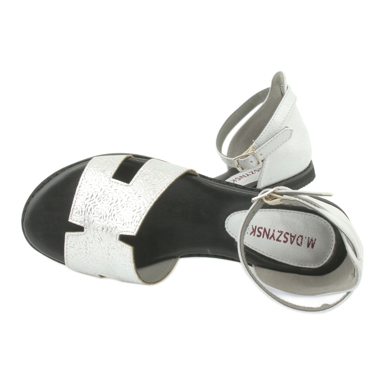 M.Daszyński Silver Sandals with a heel Daszyński MR1848-17 black grey 4