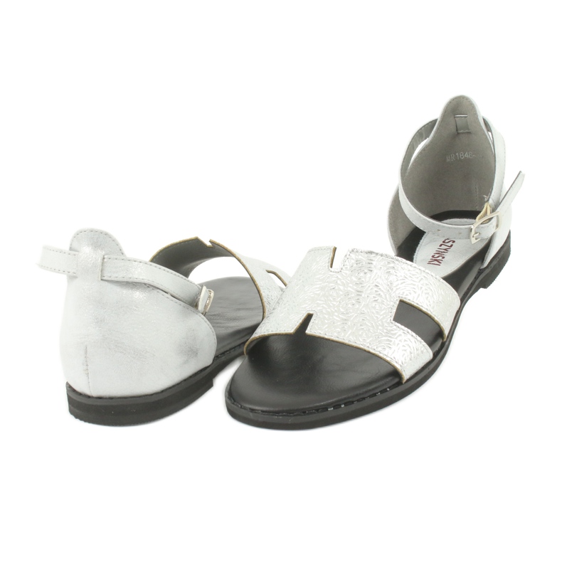 M.Daszyński Silver Sandals with a heel Daszyński MR1848-17 black grey 3