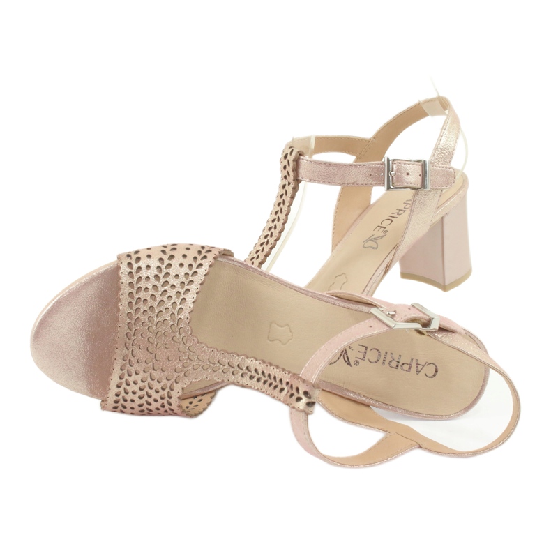 Caprice 28301 lace openwork sandals pink golden 3