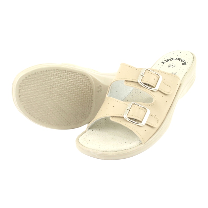 American Club Beige American buckle slippers 3