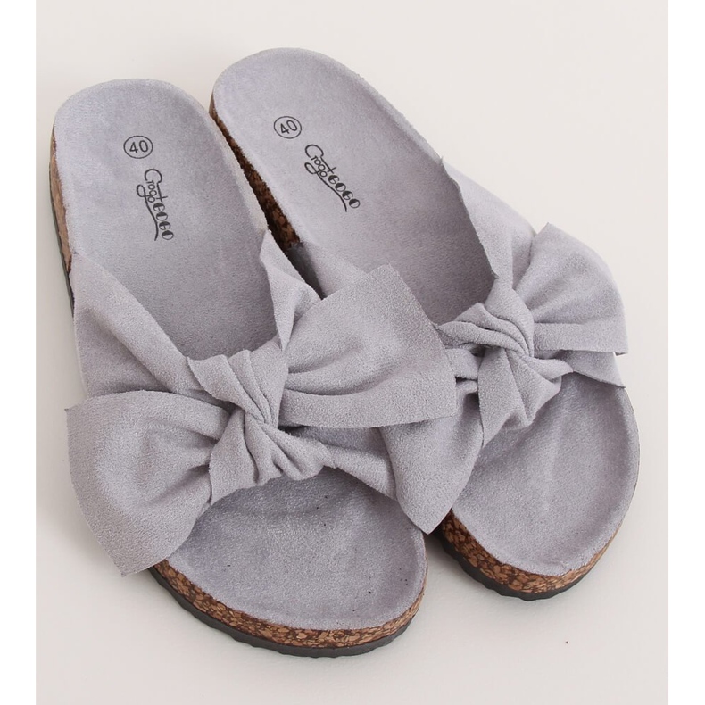 Gray cork slippers G-580 Gray grey 1