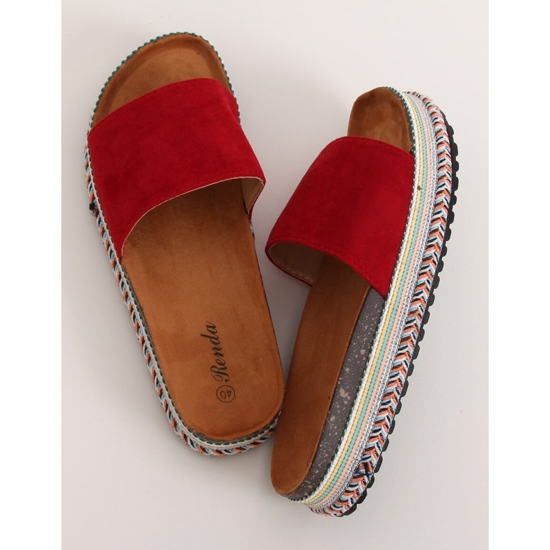 Red women's red slippers BQ-50 Red 1