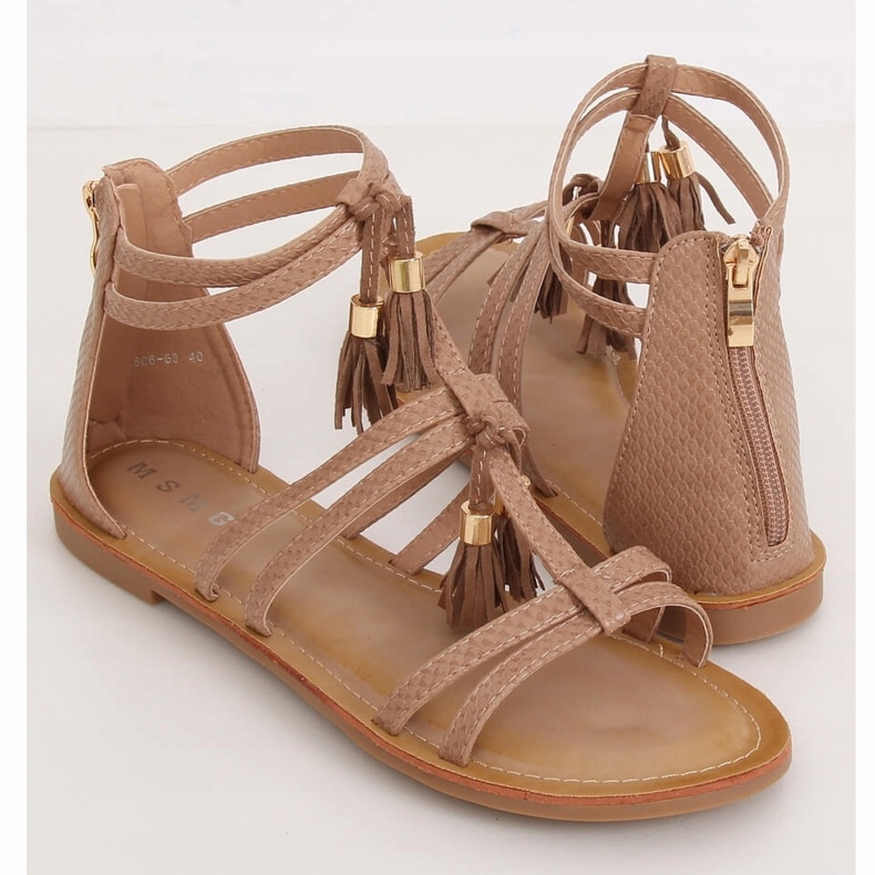 Boho beige sandals JN806 Khaki 1