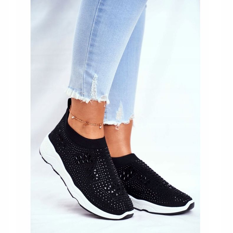 Women's Sport Shoes Light Black Santol Rhinestones 1