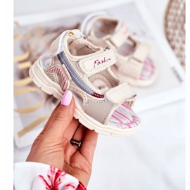 PL1 Children's Sandals with Velcro Beige Grobino 1