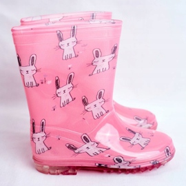 Children's rubber rain boots. Pink Bunny 2