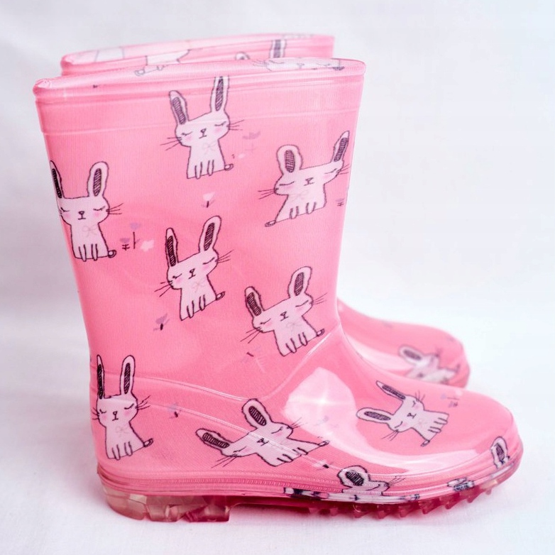 Children's rubber rain boots. Pink Bunny 2