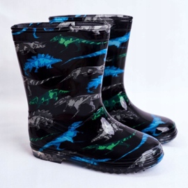 Children's Black Rubber Galoshes Dinosaur 1