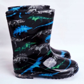 Children's Black Rubber Galoshes Dinosaur 2