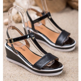 SHELOVET Black Wedges With Eco Leather 1