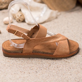 SHELOVET Comfortable Sandals With Glitter brown 2