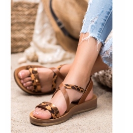 SHELOVET Leopard Print sandals brown 1
